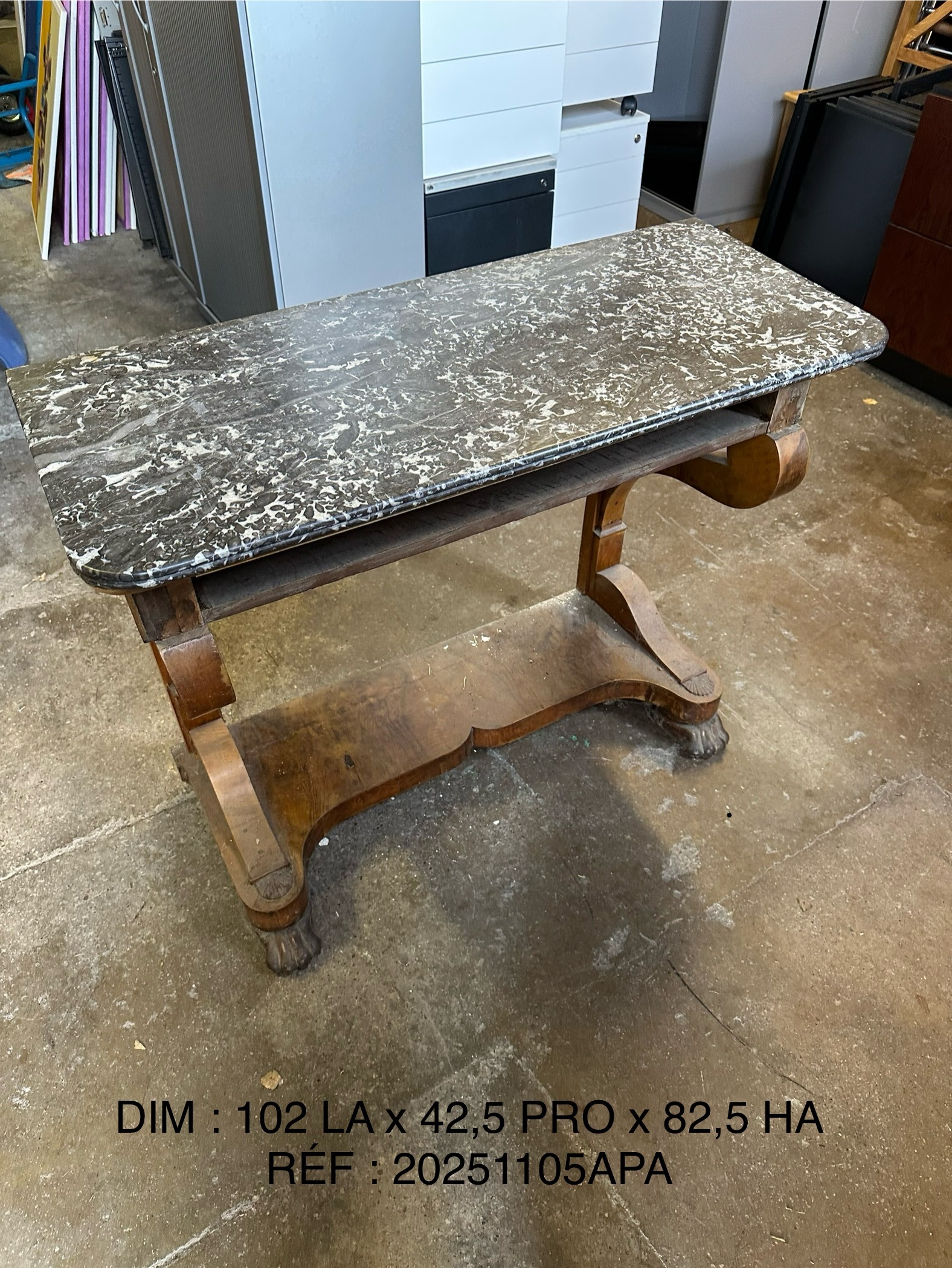 Console en acajou avec plaque en marbre