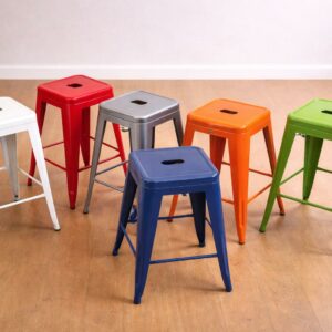 Tabourets industriels métal empilables – 61 cm et 77 cm NEUFS