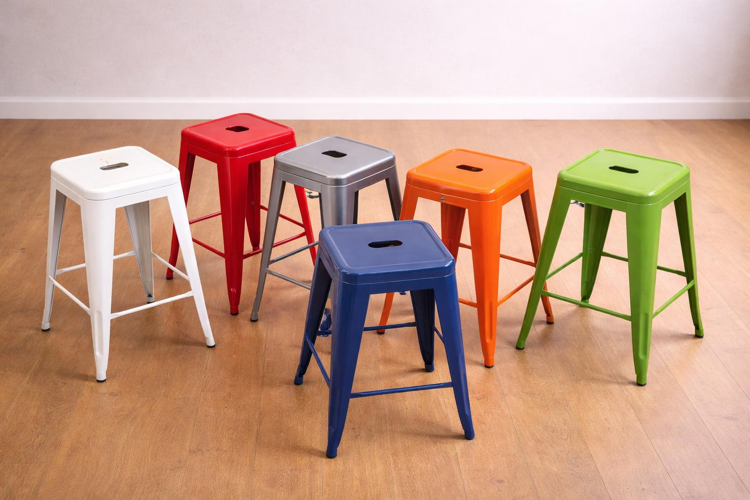 Tabourets industriels métal empilables – 61 cm et 77 cm NEUFS