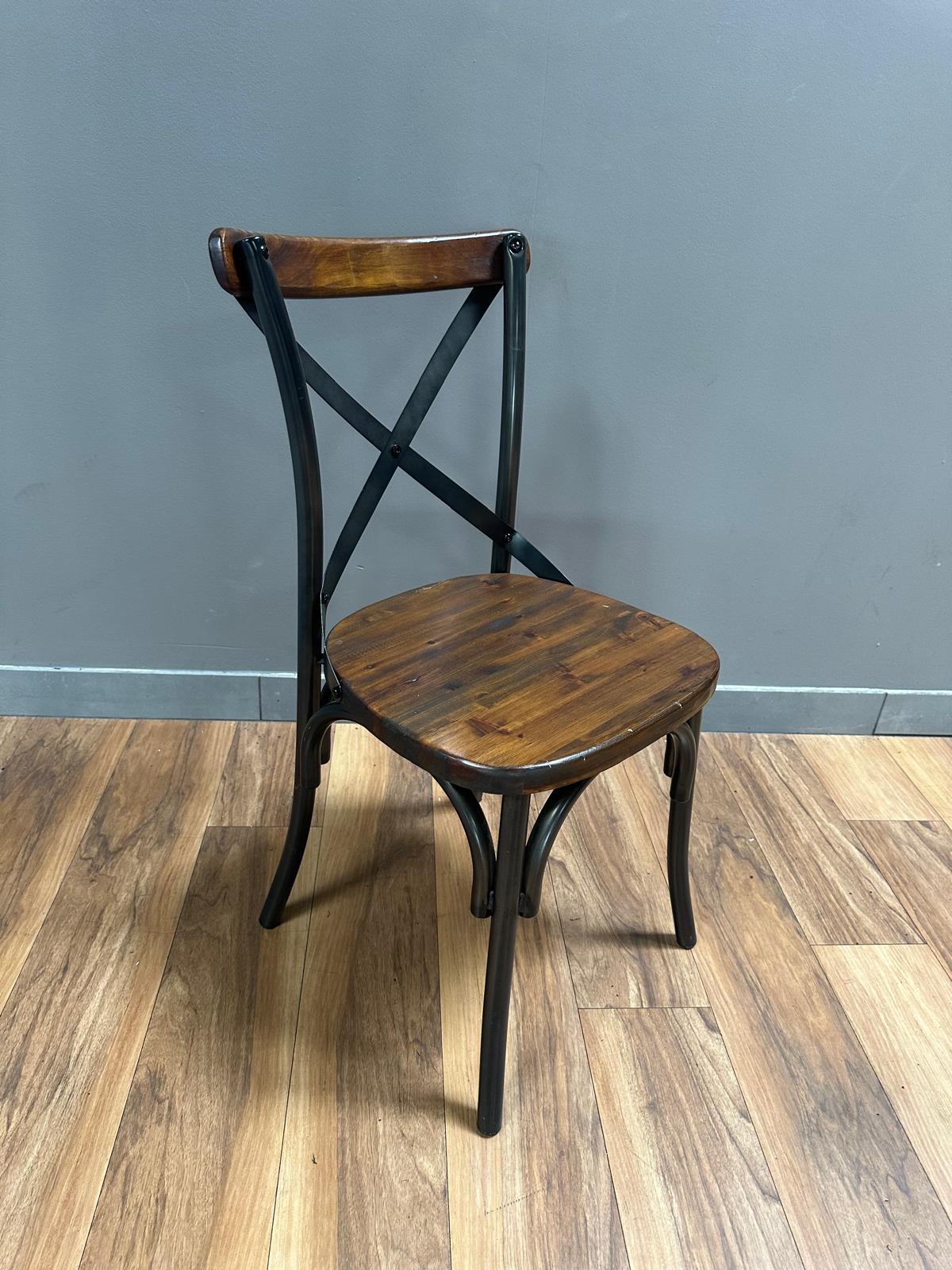 Chaise bistrot vintage bois & métal (GROS STOCK)