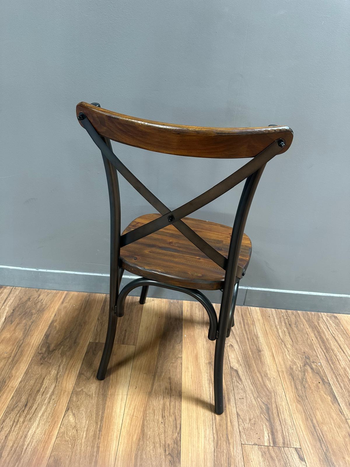 Chaise bistrot vintage bois & métal (GROS STOCK) – Image 3