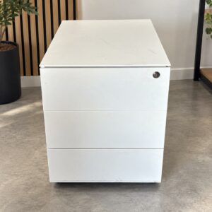 Caisson de bureau blanc métallique avec clefs